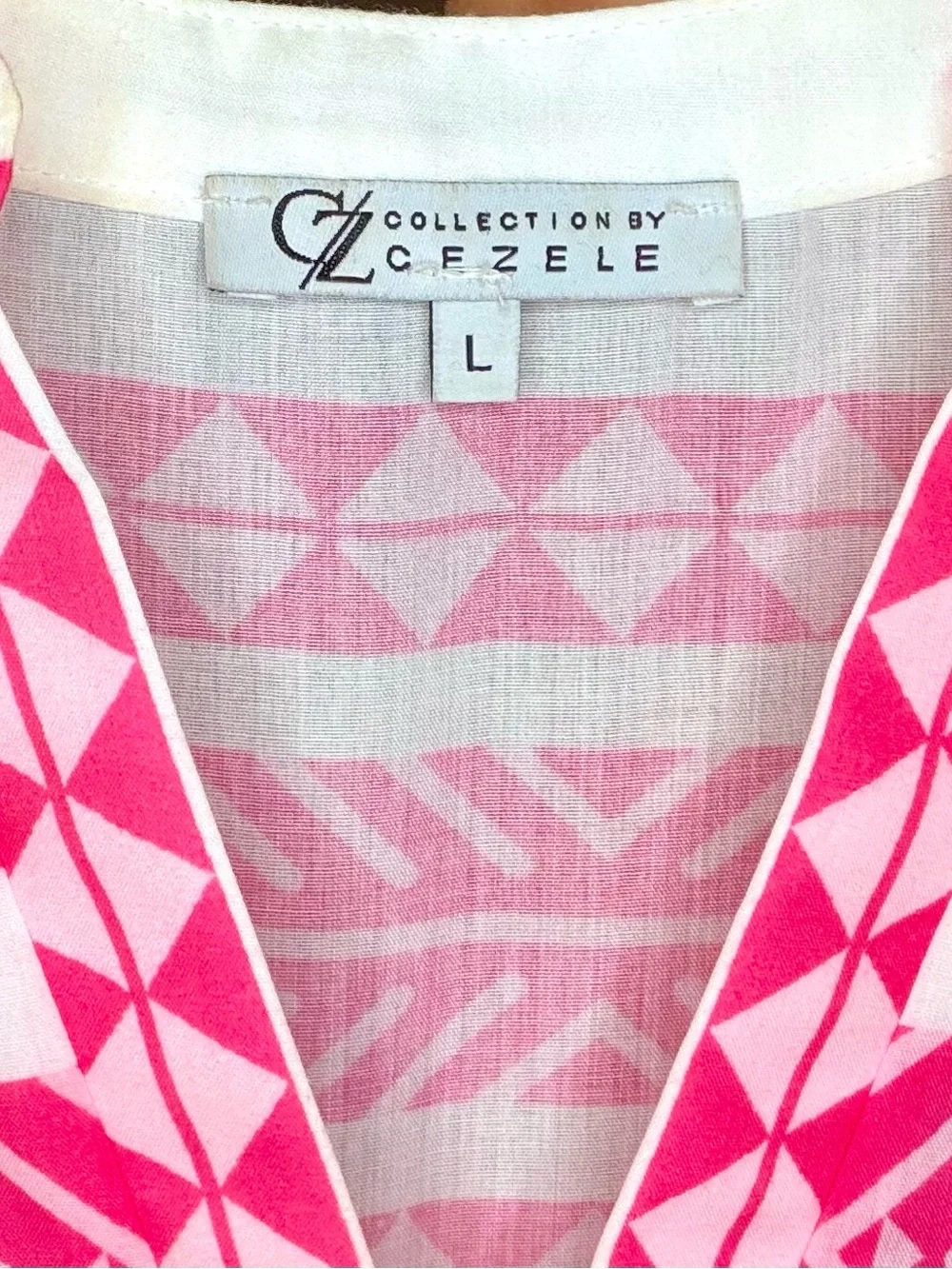 Zele White Maxi Dress with Hot Pink Embroidered Stripes - Picture 8 of 9